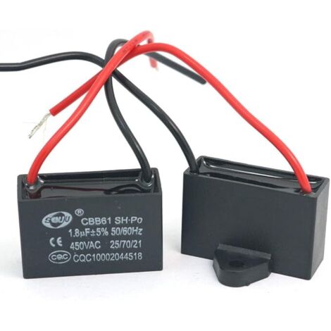 2 condensadores de funcionamiento para motor de ventilador CBB61, 450 V CA, 50/60 Hz, 1,8 µF