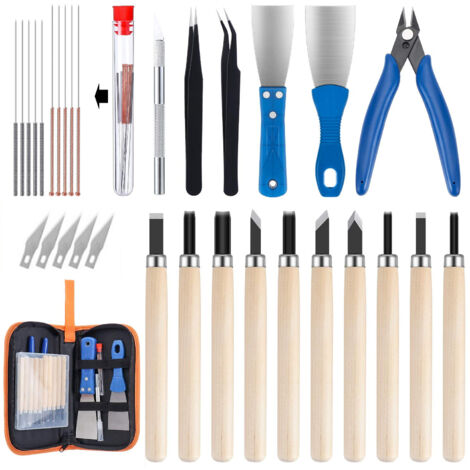 Kit de herramientas múltiples, 23 piezas de limpieza y extracción de boquillas para impresora 3D. Incluye espátula, cepillo de alambre, cortador al ras, raspador y limas de diamante. (1/3)