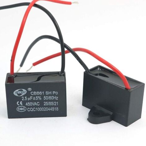 2 condensadores de funcionamiento para motor de ventilador CBB61 de 450 V CA, 50/60 Hz, 2,5 µF
