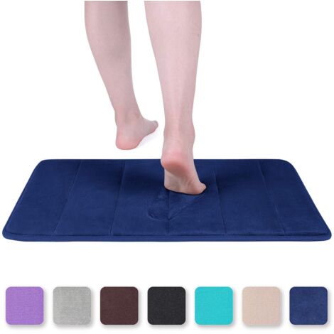 Alfombrilla de baño de espuma viscoelástica, antideslizante, absorbente y lavable - 40 x 60 cm, azul marino (1/5)
