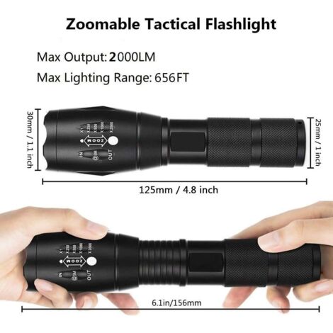 Mini linterna LED - Linterna LED militar para niños, con zoom, 5 modos ...