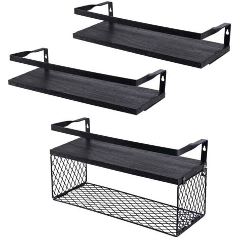 Estante de ducha y almacenamiento, estantes flotantes con cesta de alambre, estantes de baño sobre inodoro con barandilla de metal - Estante de ducha y almacenamiento RWE