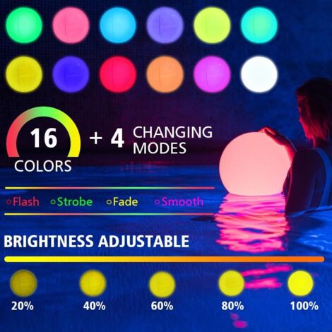 Ballon de plage gonflable à LED 40CM Jouet de piscine 16 couleurs de