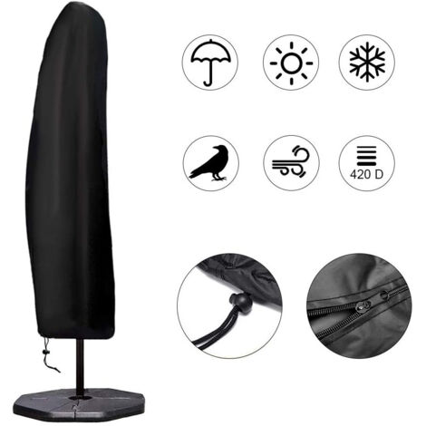 Housse de parasol noire, housse de parasol déporté, housse de parasol avec mât télescopique, 280x30/80/45 cm (1/5)