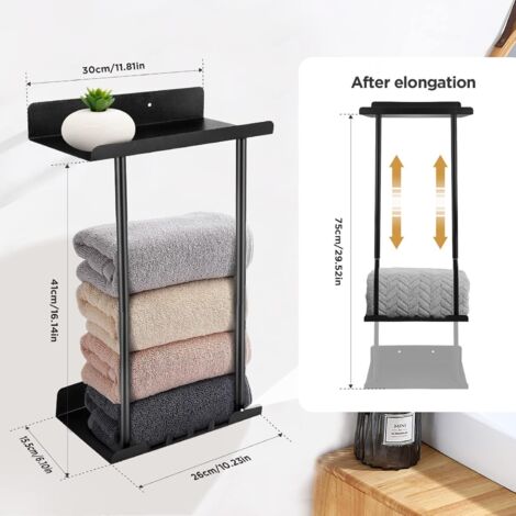 Toallero De Pared Ajustable De 38 A 75 Cm, Autoadhesivo, De Acero Al