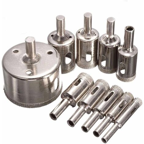 Kit de sierra de corona de diamante para cortar vidrio, azulejos, cerámica y mármol (8 mm, 10 mm, 12 mm, 14 mm, 16 mm, 18 mm, 20 mm, 22 mm, 26 mm, 50 mm) (1/5)