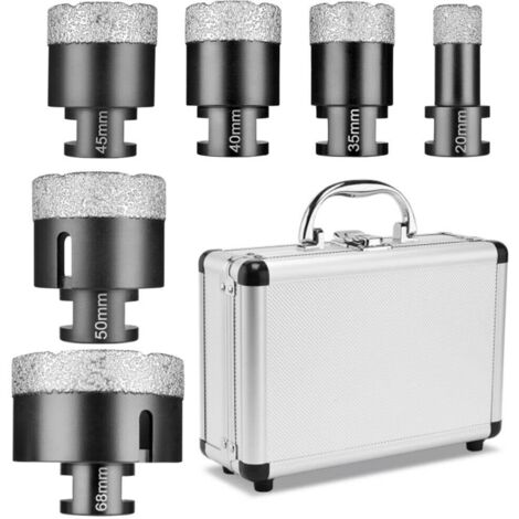 Juego de 6 brocas de diamante para azulejos M14 x 10 mm, broca de núcleo de 20-68 mm, para amoladoras angulares y sierras de corona, adecuadas para granito, gres porcelánico, cerámica y baldosas de ma