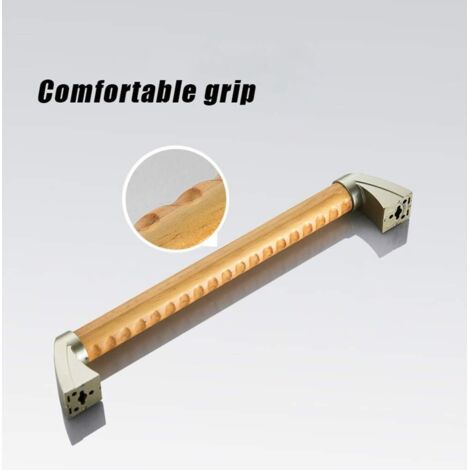 Barandilla de madera, barandilla de pared de madera natural, barra de apoyo para ducha con veta de madera para baño, barras de seguridad para inodoro (44 cm)