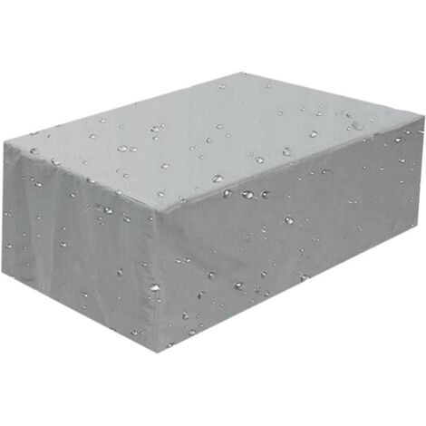 Funda para muebles de jardín de exterior 115x115x70cm, impermeable, de tela Oxford, resistente al viento y a los rayos UV, rectangular (210D, plateada). (1/5)