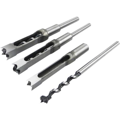 Juego de 4 brocas cuadradas para carpintería, cinceles de acero para mortaja, sierras de corona, herramientas eléctricas para carpinteros, diámetros: 1/2, 1/4, 5/16 y 3/8 de pulgada