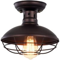 Lámpara de techo industrial retro de metal negro con pantalla de lámpara para sala de estar, dormitorio, cafetería, bar, catering y comedor - RW