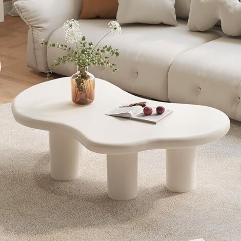 Guyii Cloud Table Basse, Salon Moderne Table Centrale, Quatre Pieds irréguliers, intérieur, Blanc