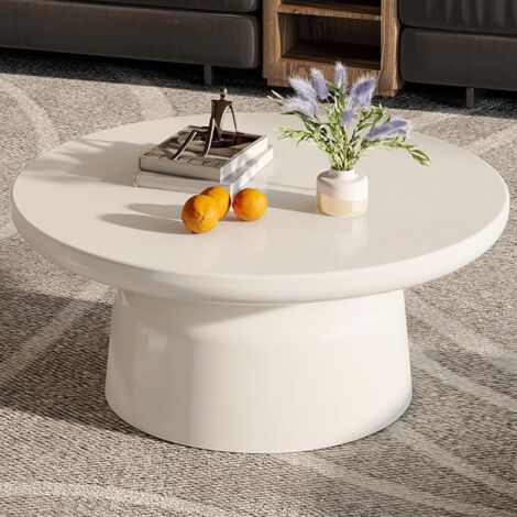 Guyii Table Basse, Table Ronde Blanche de 80 cm de diamètre et 36 cm de Hauteur pour Le Salon, mobilier Moderne et Minimaliste