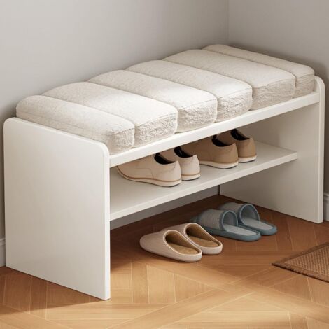 Guyii Banc de rangement pour chaussures, double pont avec coussin, étagère à chaussures avec siège, gain d'espace, tabouret de style moderne pour salon, chambre, couloir