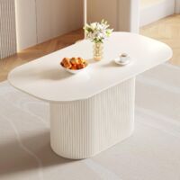 Guyii vTable à manger ovale blanche de 160 cm pour 4/6 personnes, table de salle à manger moderne, résistante aux températures élevées et à l'usure, pour salle à manger, cuisine, montage facile