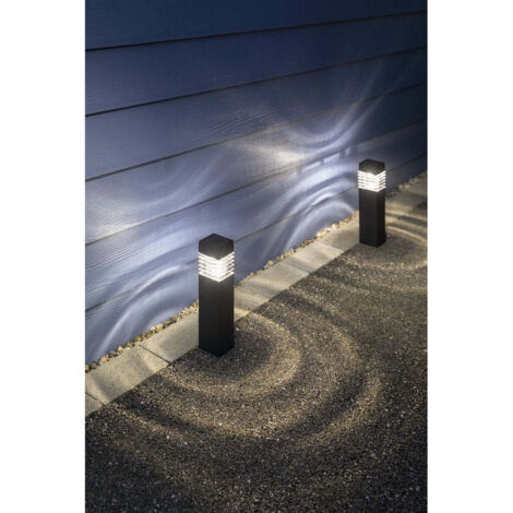 Borne solaire en ABS 37cm,  à planter ou poser, lumière blanche, design épuré,  idéale pour allées