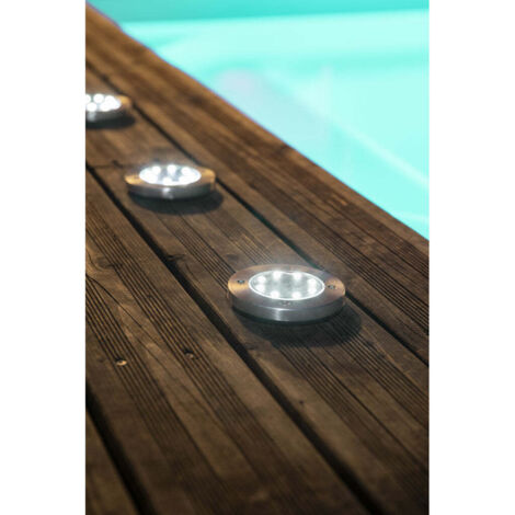 Spot solaire inox 8 LED SMD blanc froid 6500K – 8lm – Autonomie 8h – À poser ou planter pour baliser allées et terrasses – Galix