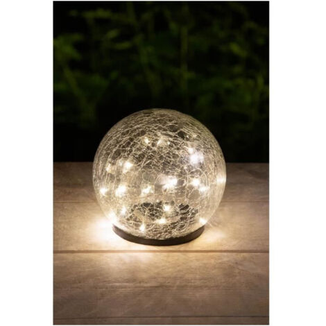 Sphère solaire diamètre 15 cm, reflets précieux en verre craquelé, idéale pour tables et rebords (1/4)