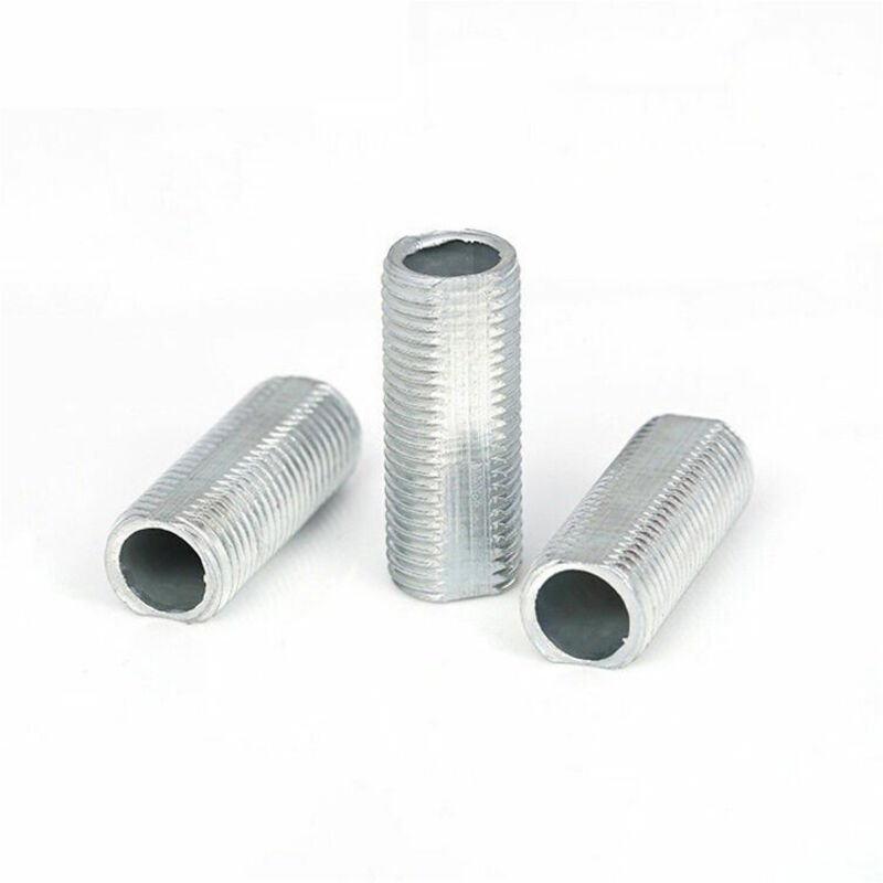 Sourcing Map Tige Filetée Creuse M12 Tube Filete Filetage 30mm Longueur Supérficiel Lampe Tuyau Mamelon Pour Réparation Luminaire Lampe Lustre Zinc Allié Argenté Paquet De 10