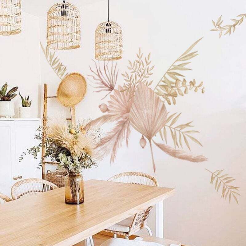 Sticker Mural Palmier Tropical Decalmile - Autocollant Vert Pour Salon Chambre