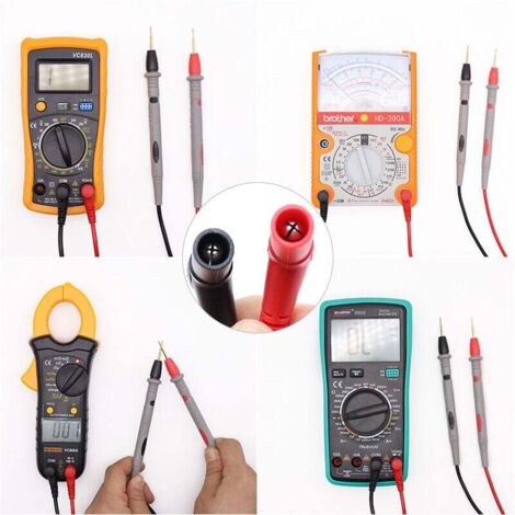 Câbles Multimètre Silicone - Paire De Sondes 1000V 20A, Pointes Dorées, Longueur 1m, Compatible Multimètre Numérique, Voltmètre, Ohmmètre