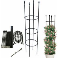 10 Tuteurs Demi-Ronds Pour Plantes - Support Vert Pour Hortensias, Pivoines Ou Tomates - Kit Avec Accessoires Jardin (Arrosage, Étiquettes)
