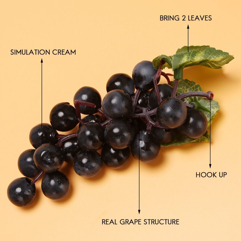 LONGHAO Grappes De Raisins Artificiels Réalistes - 3 Ensembles De Brochettes De Raisin Avec Vigne Pour Décoration