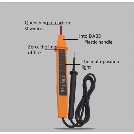Testeur De Tension électrique 6-380V AC/DC - 8 En 1 Numérique Avec LED - Pour électriciens Et Bricoleurs