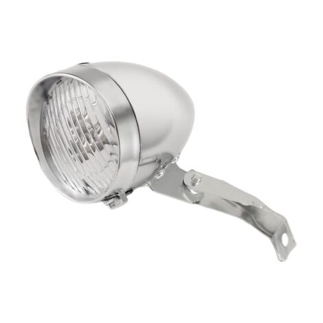 Bestlymood Phare Vélo Rétro 3 LEDs Avec Support – Argent – Éclairage 160°, Fonctionne Avec 3 Piles AAA (Non Incluses)