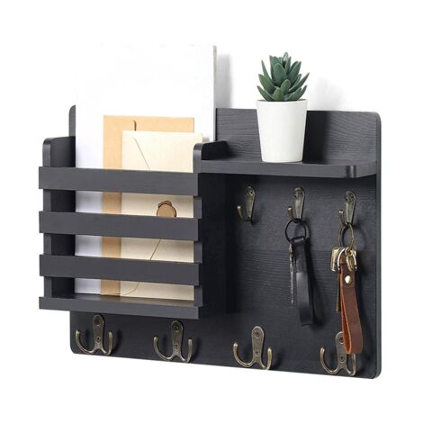 Porte-clés Mural 5 Crochets Sans Perçage Organisateur De Courrier En Bois Abs 18x10x3 Cm Comfortxl 94559113 Porte-clés Mural 5 Crochets Sans Perçage Organisateur De Courrier En Bois Abs 18x10x3 Cm Comfortxl 94559113
