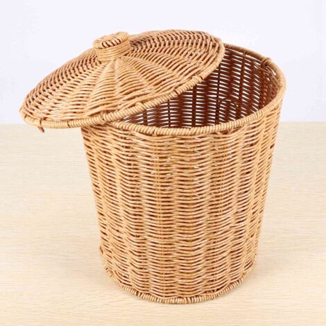 2 Poubelles De Salle De Bain En Osier De Jacinthe - Naturel, Éco-Friendly, Style Tissé