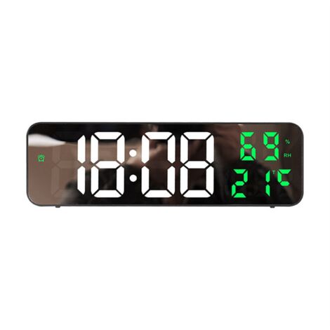 Horloge Murale Numérique LED Avec Date, Température Et Réveil - Orange - 12H/24H Gradateur