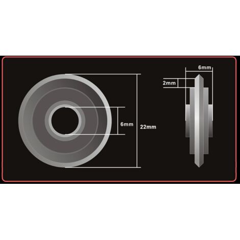 Molette 22x6x6 Mm Pour Coupe-Carrelage - Carbure De Tungstène Avec Revêtement TiN - Avec Axe 6 Mm