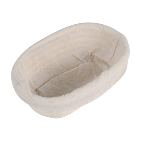 Cestino Di Lievitazione Ovale In Rattan Con Federa - Per Pane Fatto In Casa, Pasta Lievitata (17x12x6 Cm) - 2