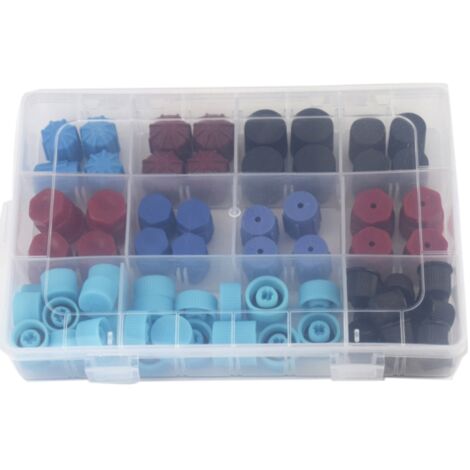 Kit 77 Bouchons Anti-poussière Pour Climatisation Auto - Haute Et Basse Pression - Compatible 95% Véhicules - Matière ABS Avec Joints
