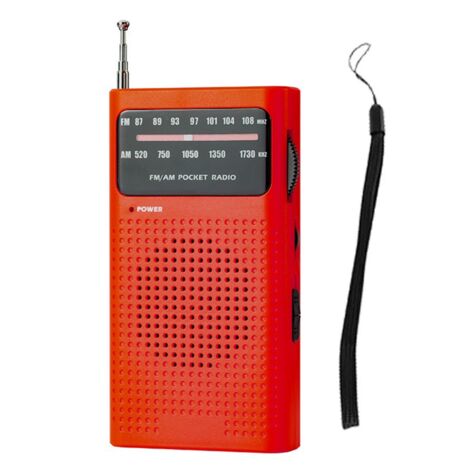 KOBONA Radio portable rétro d'urgence en plastique avec bande complète SW AM FM, facile à utiliser, radio de poche adaptée pour les voyages et le camping