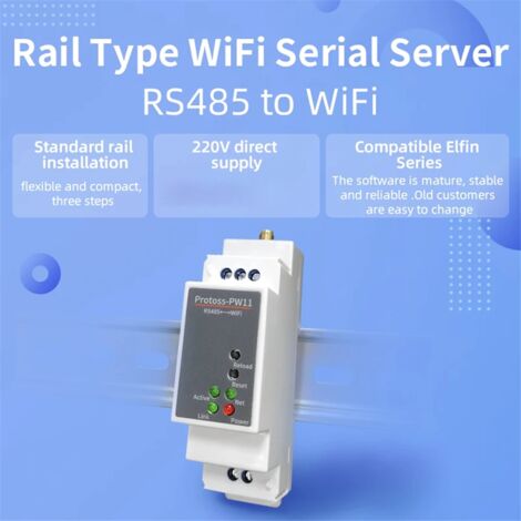 Convertisseur RS485 vers Wi-Fi sur rail DIN, serveur de périphériques série