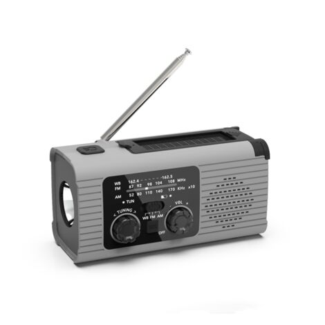 Lanterne Radio Manivelle – Alerte Météo – Kit Urgence – Neuf – Noir