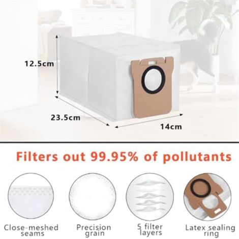 LHYNEE Lot De 6 Sacs à Poussière Compatible Dreame L10 Ultra, L20 Ultra, L10s Ultra, L10 Prime