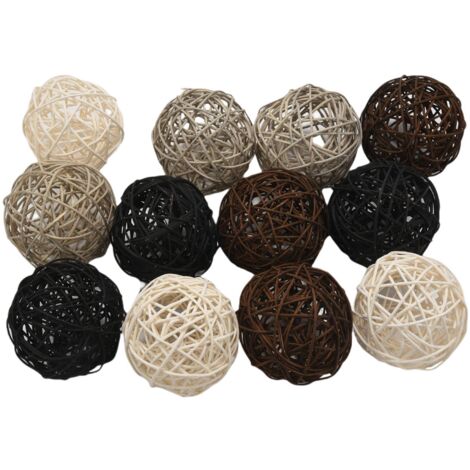 Lot De 12 Boules De Remplissage De Vase En Rotin Naturel En Forme De