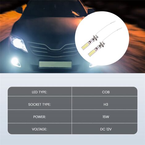 2 Ampoules LED H1 COB 7600LM Blanc 6000K 72W Pour Renault Dacia - 12/24V - Neuf
