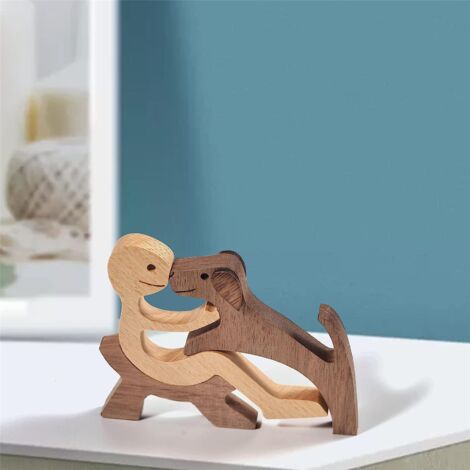 Figurine Homme En Bois Secouant - 12 Visages Magnétiques Changeables | Décoration Bureau, Tableau De Bord Voiture | Fait Main, Mouvement Cinétique - 2