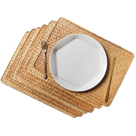 Lot De 4 Sets De Table Ronds Pucao 25 Cm - Style Japonais Et Occidental, Tissés Naturels