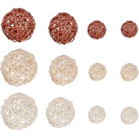 Lot 20 Boules Décoratives En Rotin – 5 Couleurs Mixtes – Idéales Mariage, Noël, Artisanat Ou Décoration Maison