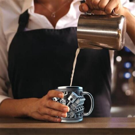 Tasse à Café Rétro En Acier Inoxydable Avec Moteurs V8, Tasse