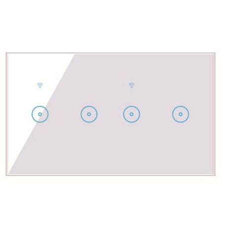 Interrupteur Tactile Double 2 Voies - Panneau Verre Trempé Blanc 86x86 Mm - Capteur Chambre - Sans Wi-Fi - Puissance 2000W