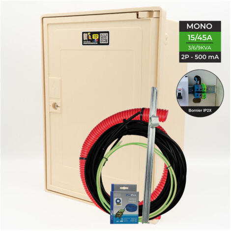 Coffret complet 15 mètres 3/6/9 KW "AERIEN" avec bornier IP2X
