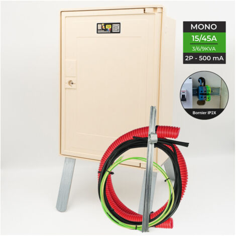 Coffret électrique nu 3 mètres 3/6/9 kW – Indice de protection IP43 – Pour souterrain – Disjoncteur différentiel AGCP 15/30/45 500mA