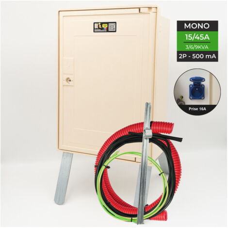 Coffret électrique de chantier 3 mètres 3/6/9 kW – Prise 16A NF – Indice de protection IP43 – Pour utilisation souterraine