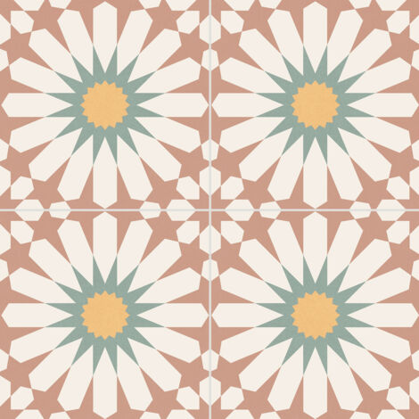 Carrelage sol effet carreaux de ciment Vintage Soleil bordeaux 33,15x33,15 cm - Reflex Boutique